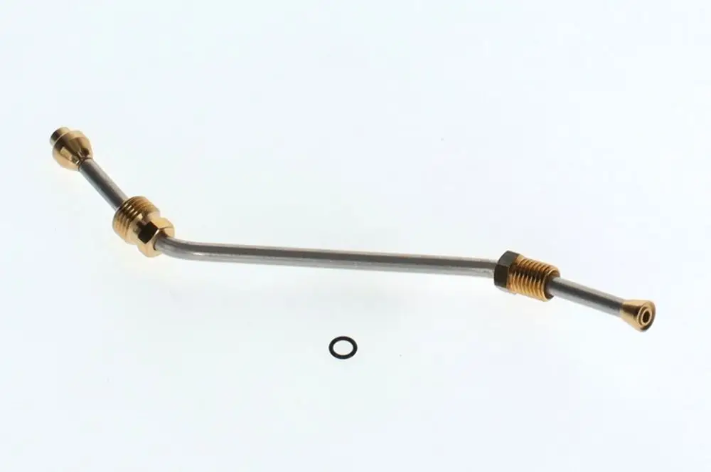Zündgasrohr von Bosch, gebogen mit zwei Befestigungselementen aus Messing, einem mittleren Schlauch und einem O-Ring.